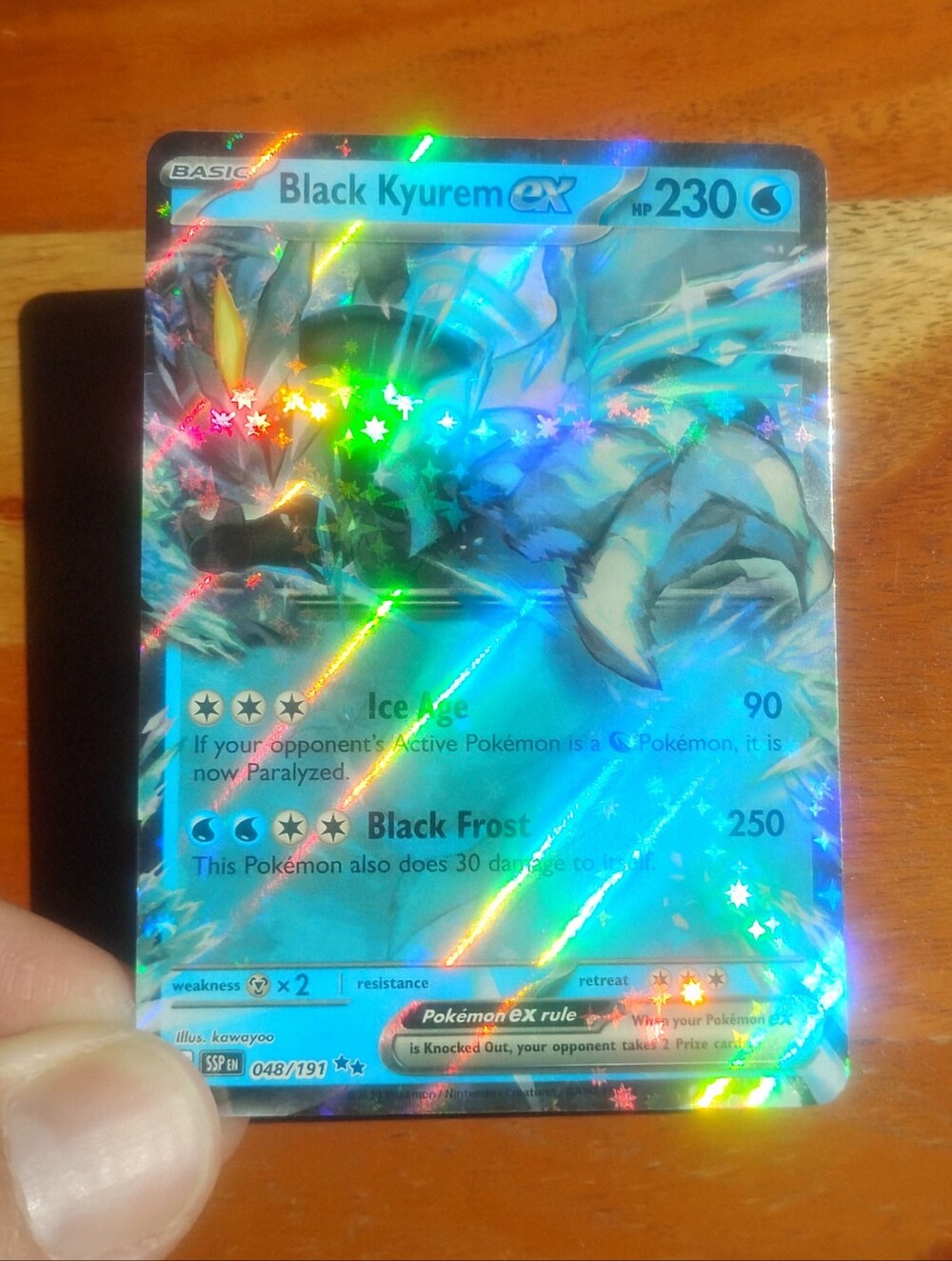 Near Mint 2024 Holo Black Kyurem EX 048/191 S&V Surging Sparks Pokemon Card